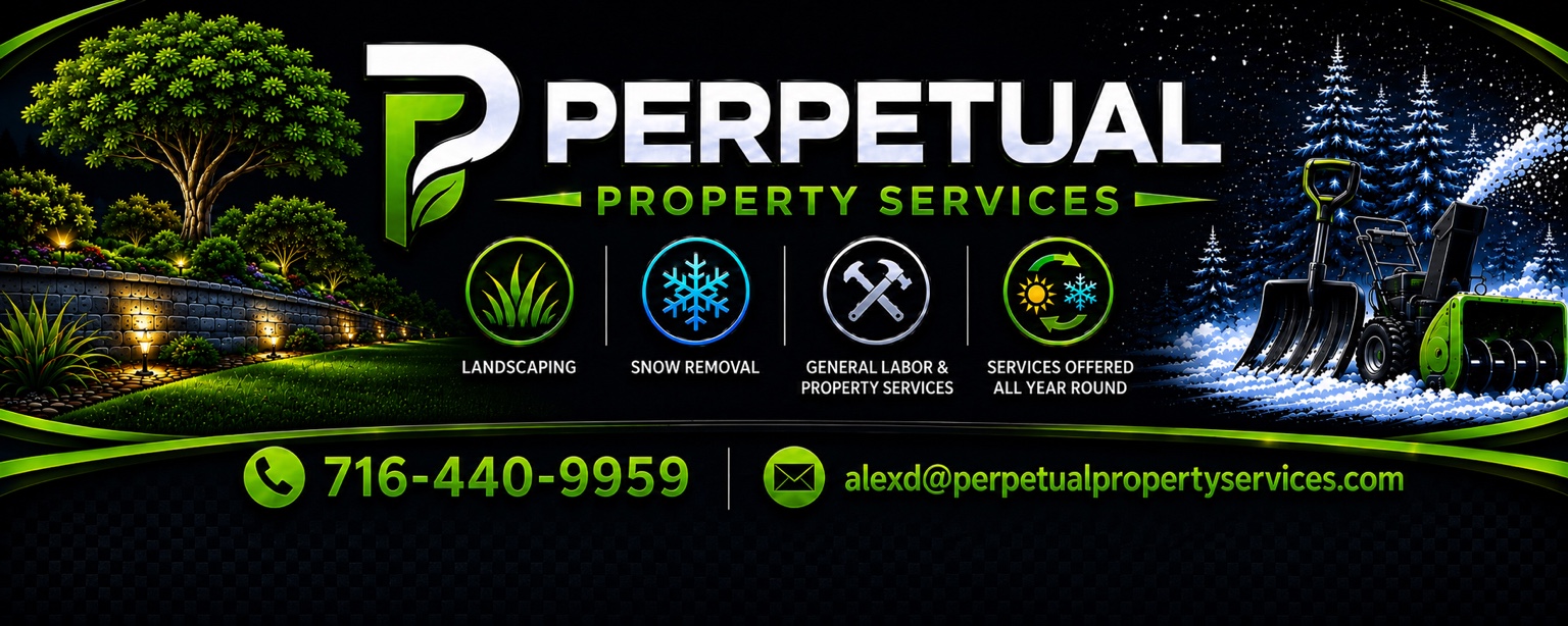 Perpetual Property Services landscaping and snow removal banner